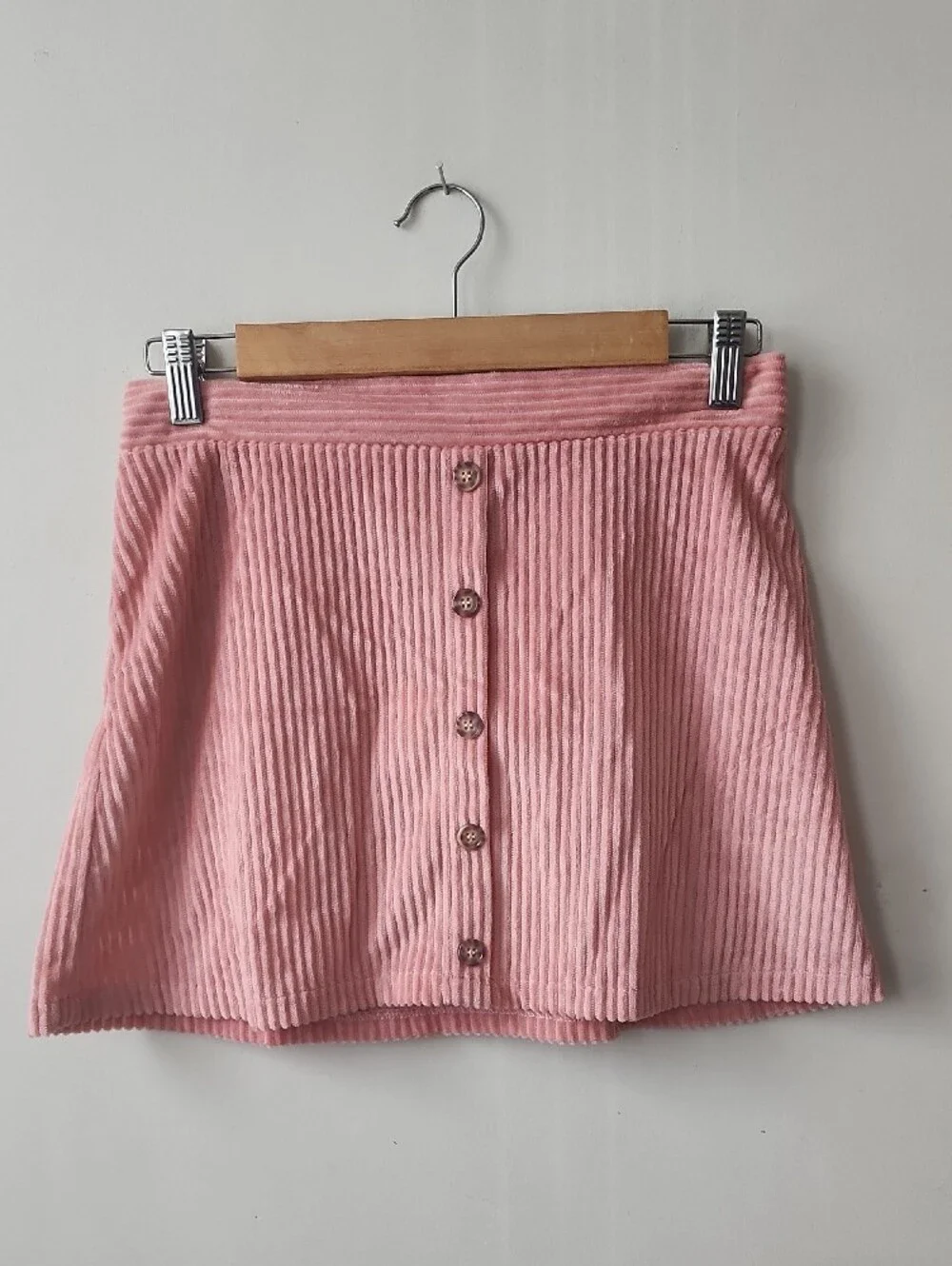 Girls' Pink Corduroy Button-Front A-Line Skirt